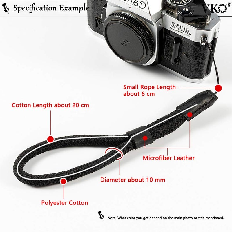 VKO Soft Camera Wrist Strap, Rope Hand Strap for Point-and-Shoot, Mirrorless, Small Cameras - Grey - Image 2